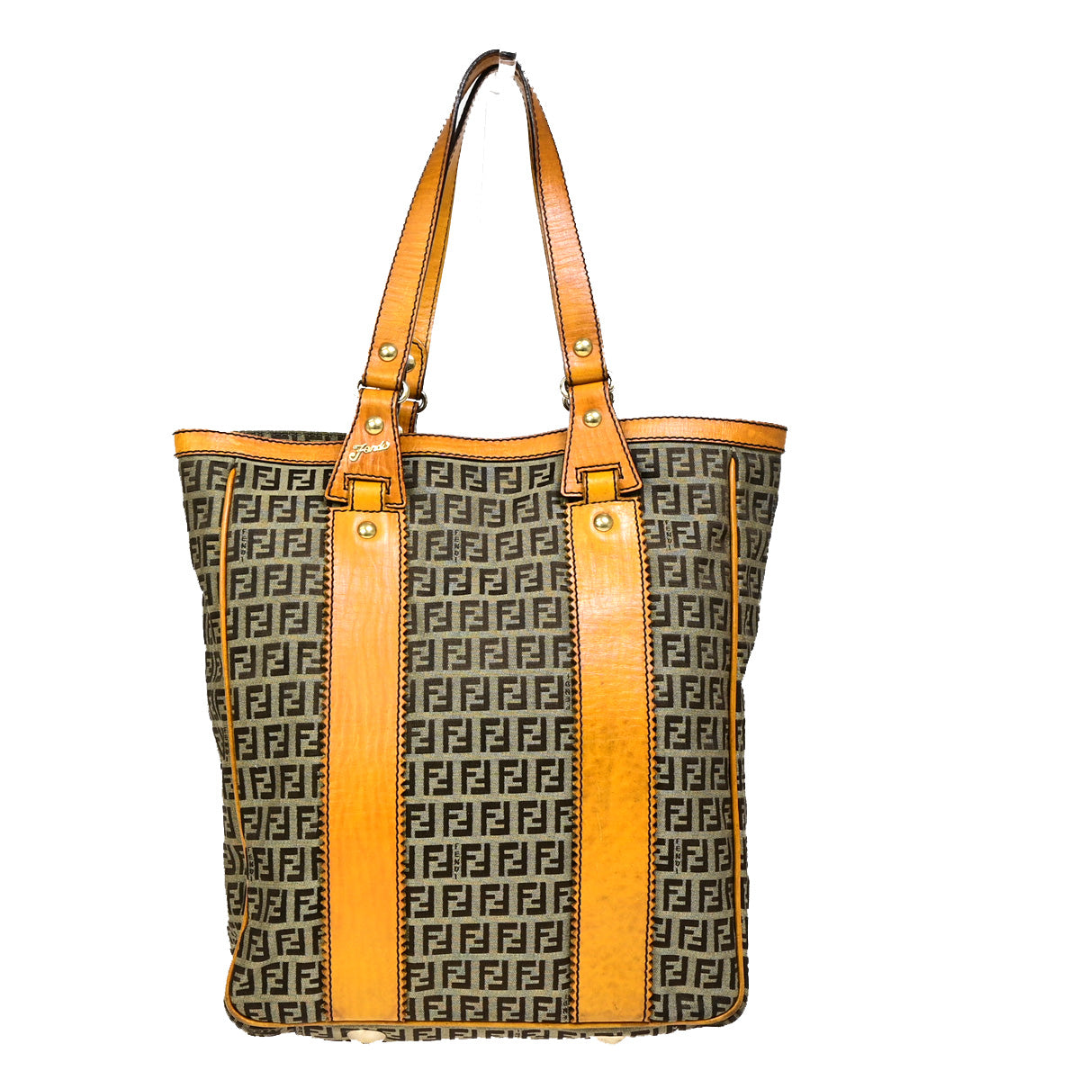 FENDI Logo Zucca Pattern Shoulder Bag Canvas Leather Brown SHW Italy 30SJ011
