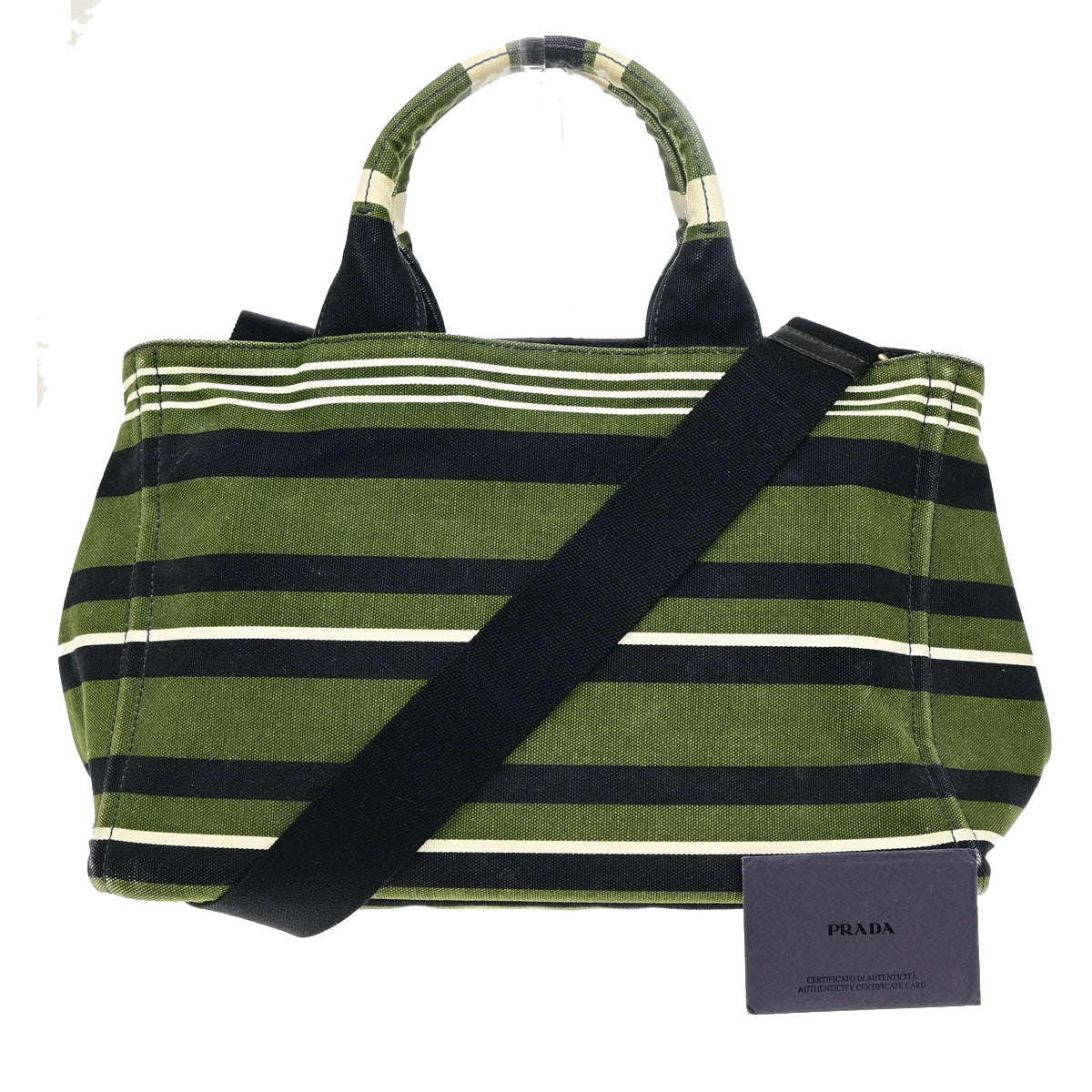 PRADA Logo Canapa Stampata 2Way Shoulder Hand Bag Canvas Leather GN GHW 81YH012