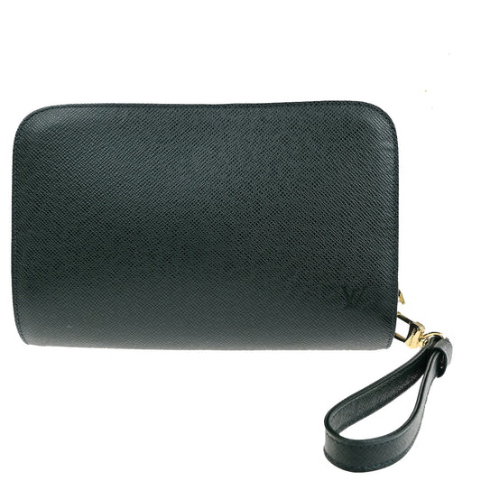 LOUIS VUITTON LV Logo Baikal Clutch Hand Bag Taiga Leather Epicea M30184 66SJ165