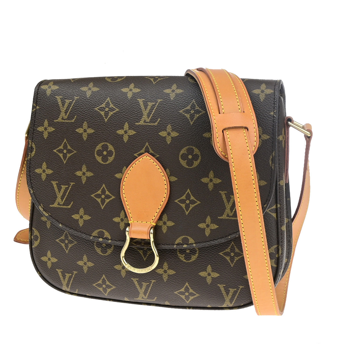 LOUIS VUITTON Saint Cloud GM Shoulder Bag Monogram Leather Brown M51242 12YF385