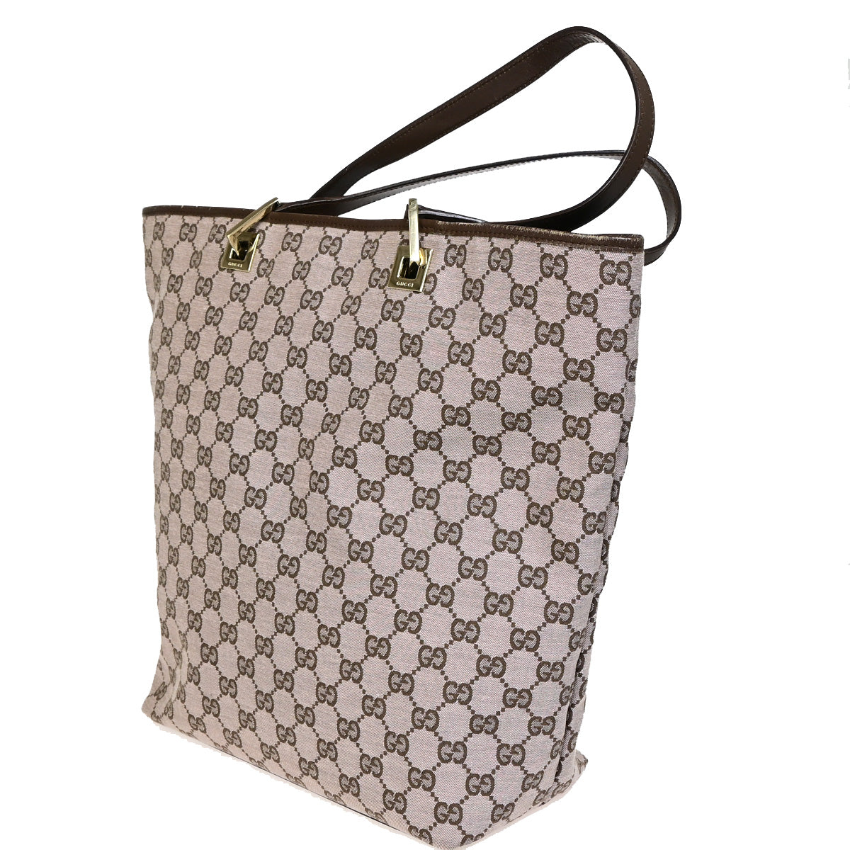 GUCCI Logo Sherry GG Pattern Shoulder Bag Canvas Leather Brown Italy 69SJ008