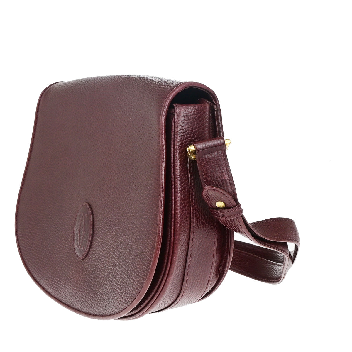 MUST DE CARTIER 2C Logo Shoulder Bag Leather Bordeaux GHW Spain 09YG484