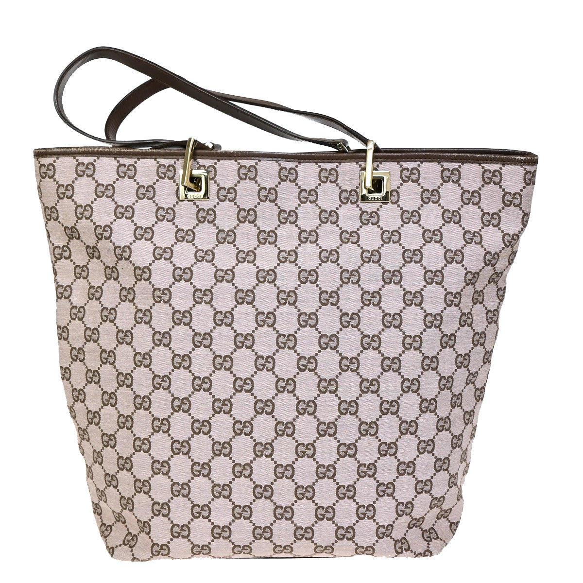 GUCCI Logo Sherry GG Pattern Shoulder Bag Canvas Leather Brown Italy 69SJ008