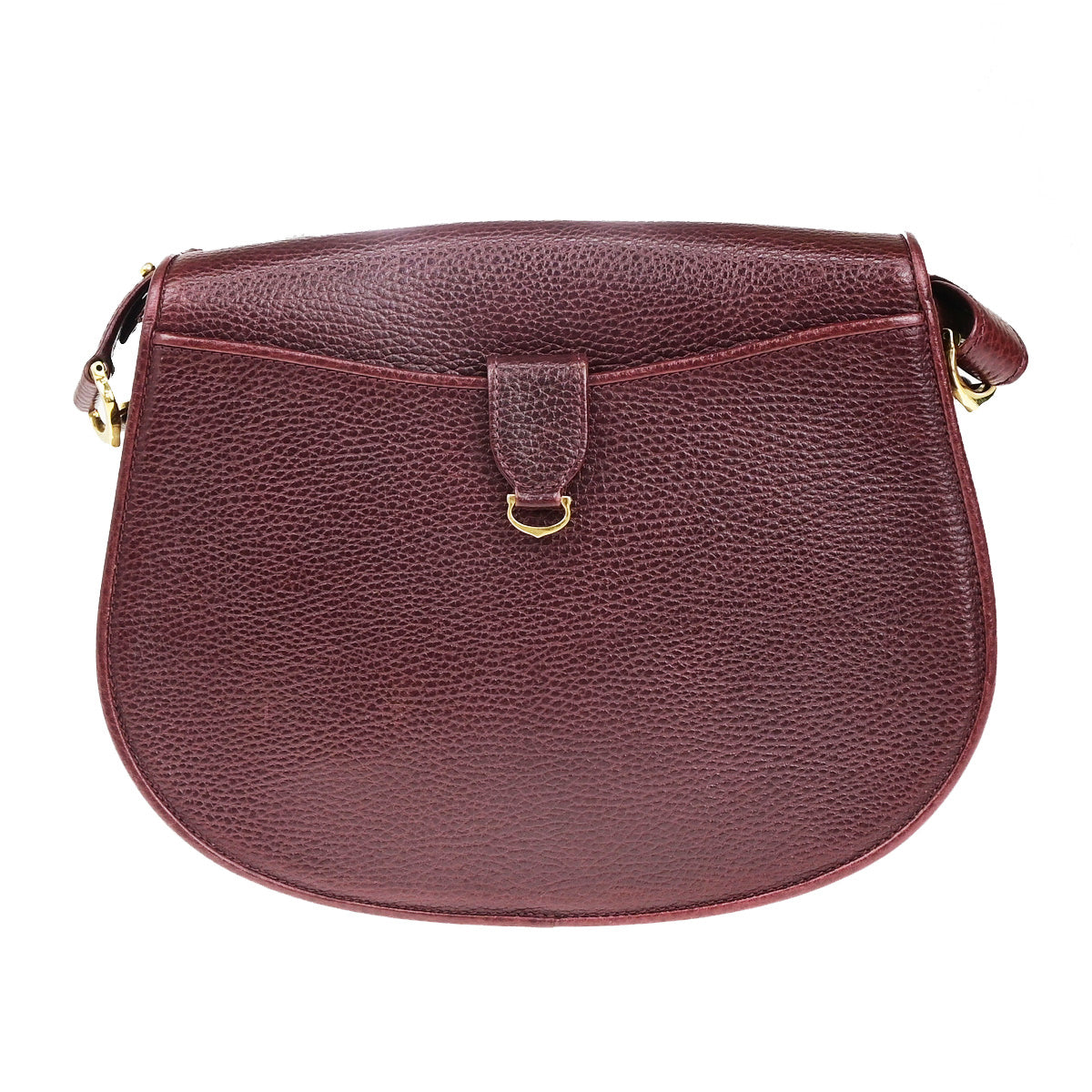 MUST DE CARTIER 2C Logo Shoulder Bag Leather Bordeaux GHW Spain 09YG484