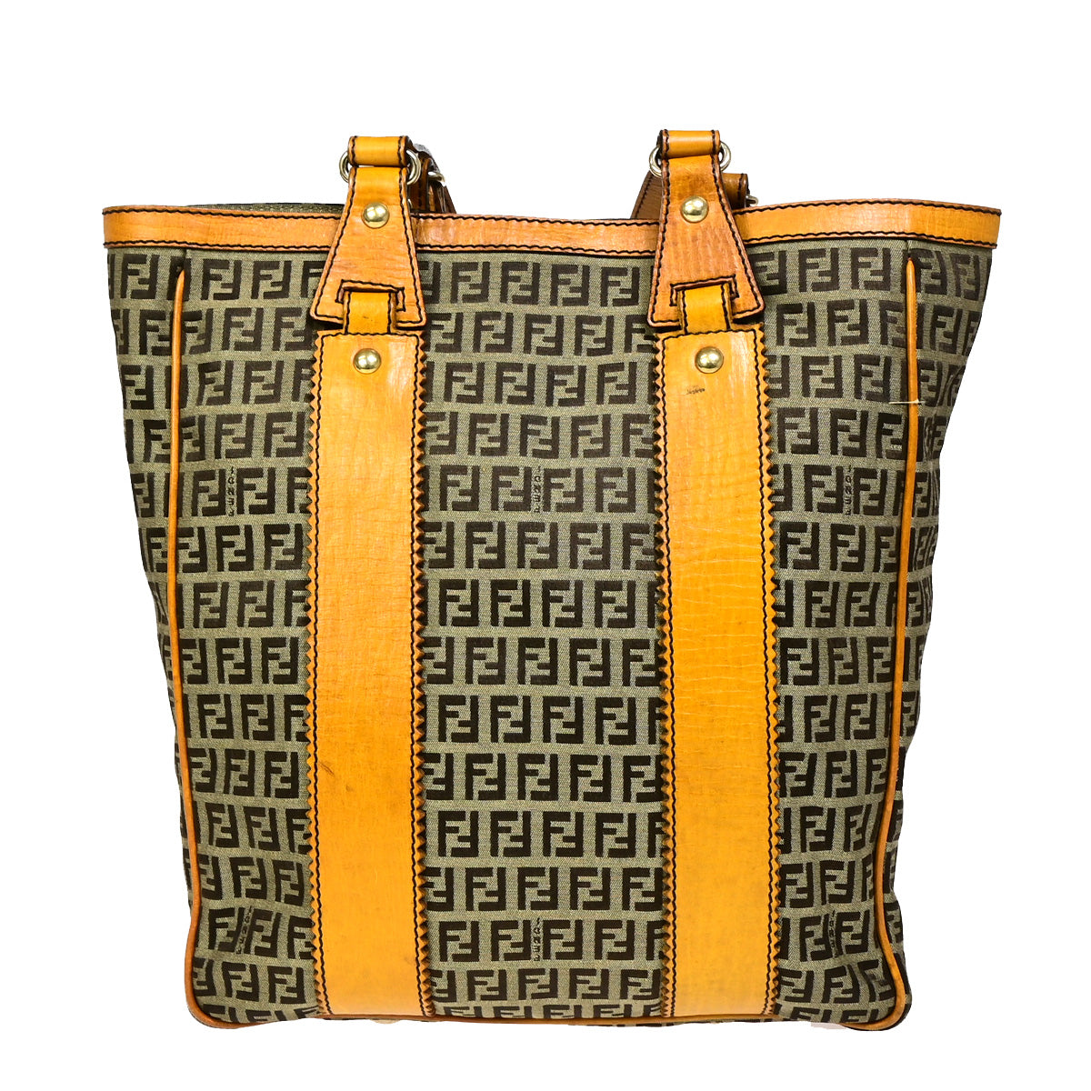 FENDI Logo Zucca Pattern Shoulder Bag Canvas Leather Brown SHW Italy 30SJ011