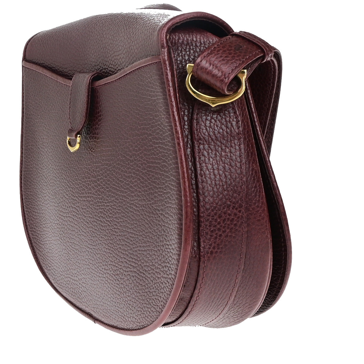 MUST DE CARTIER 2C Logo Shoulder Bag Leather Bordeaux GHW Spain 09YG484