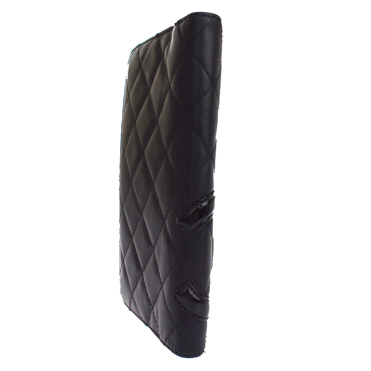 CHANEL CC Logo Cambon Long Bifold Wallet Leather Black Pink Italy 39YC784
