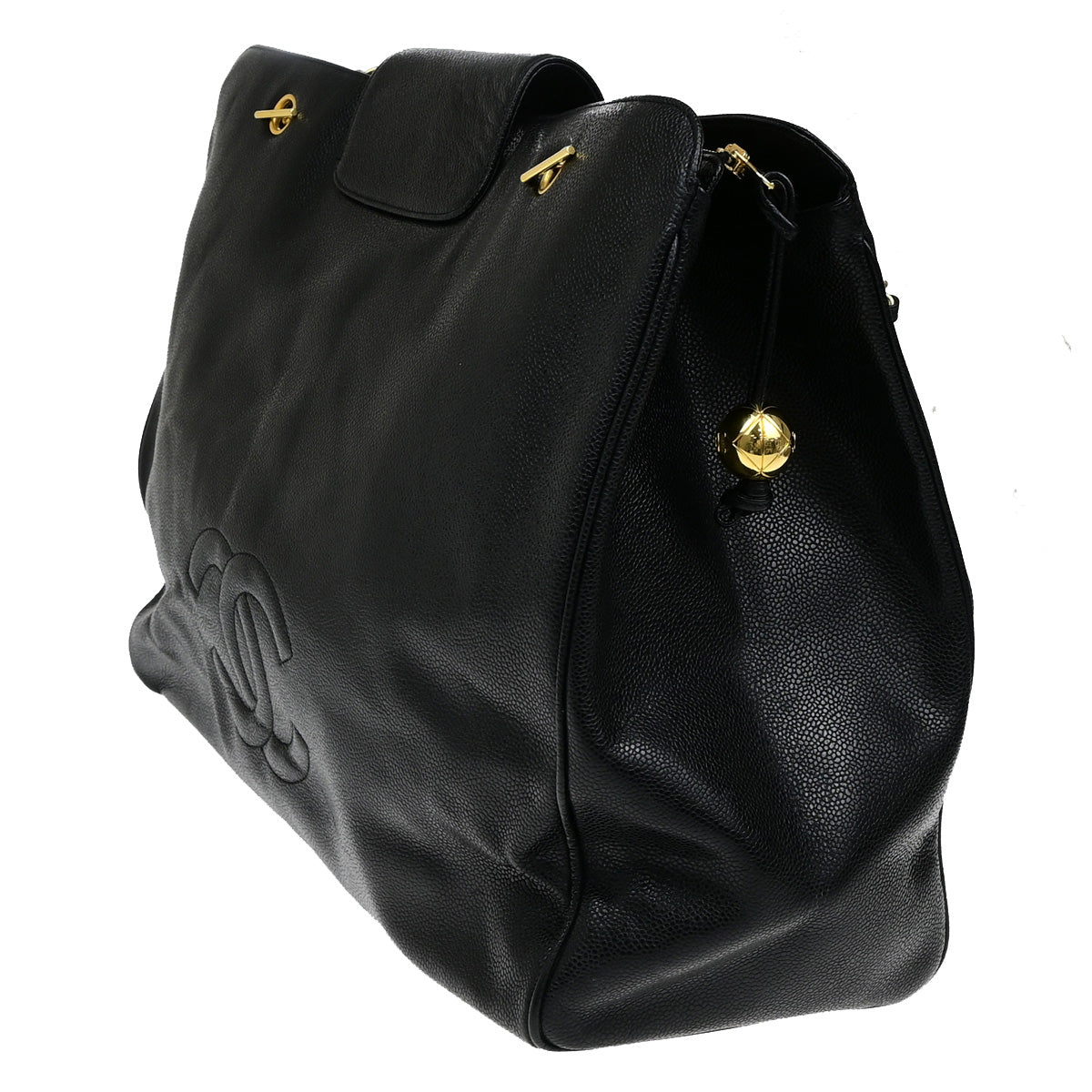 CHANEL CC Supermodel Chain Shoulder Bag Grained Calfskin Leather BK VTG 728RL045