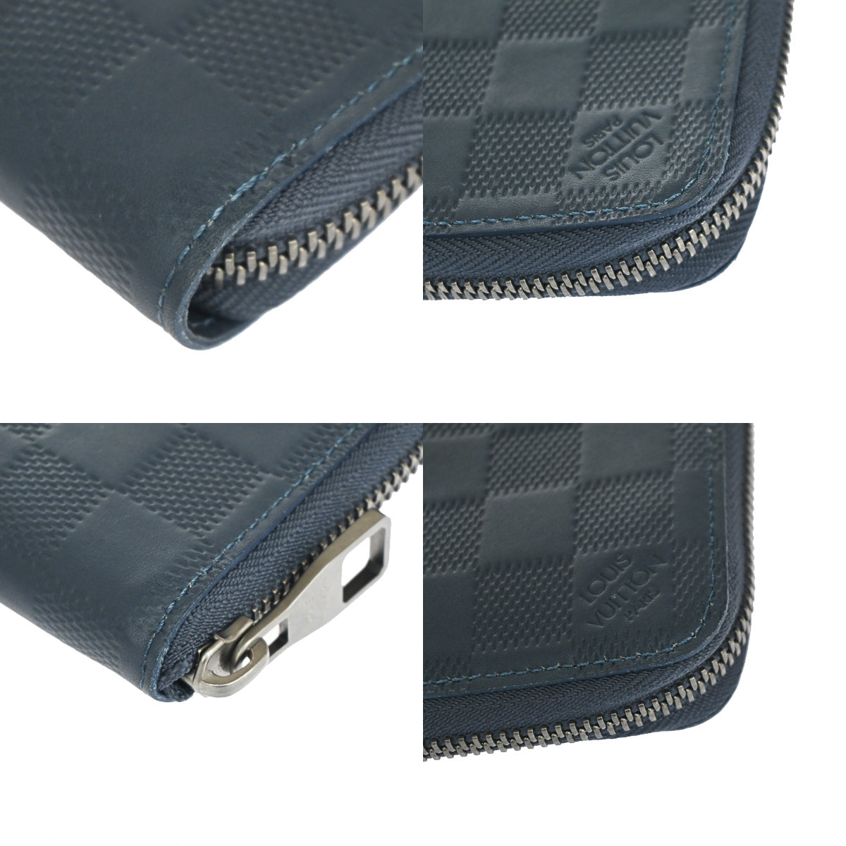 LOUIS VUITTON Zippy wallet Vertical Damier Infini Leather Blue N63549 81YC905