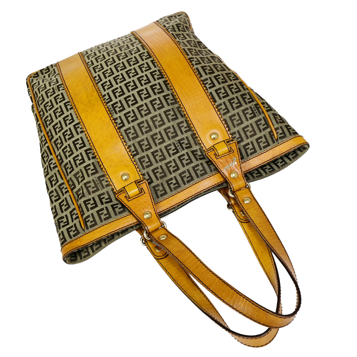 FENDI Logo Zucca Pattern Shoulder Bag Canvas Leather Brown SHW Italy 30SJ011