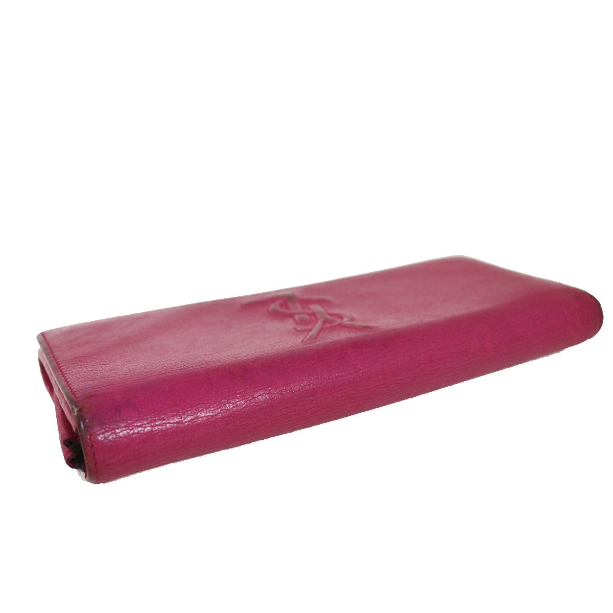 YVES SAINT LAURENT YSL Logo Long Zipper Wallet Purse Leather Pink 07YC775