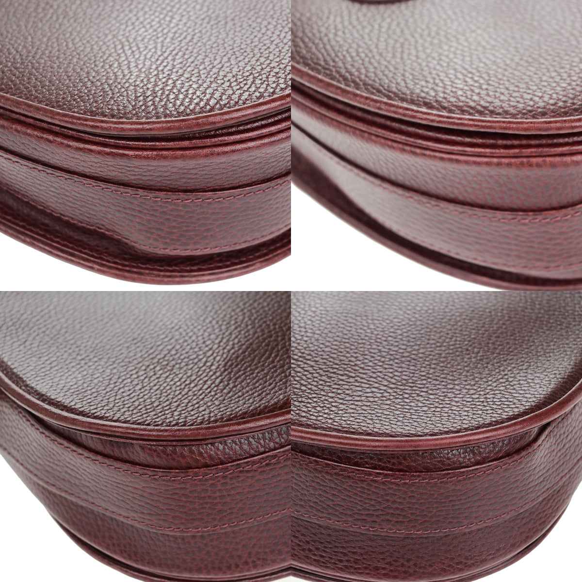 MUST DE CARTIER 2C Logo Shoulder Bag Leather Bordeaux GHW Spain 09YG484