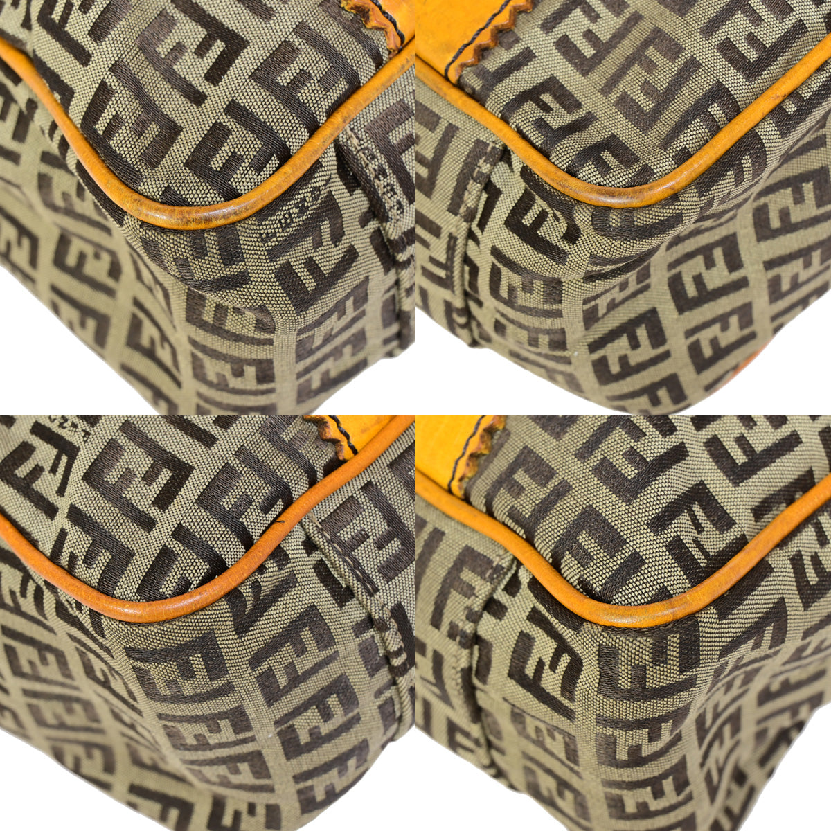 FENDI Logo Zucca Pattern Shoulder Bag Canvas Leather Brown SHW Italy 30SJ011