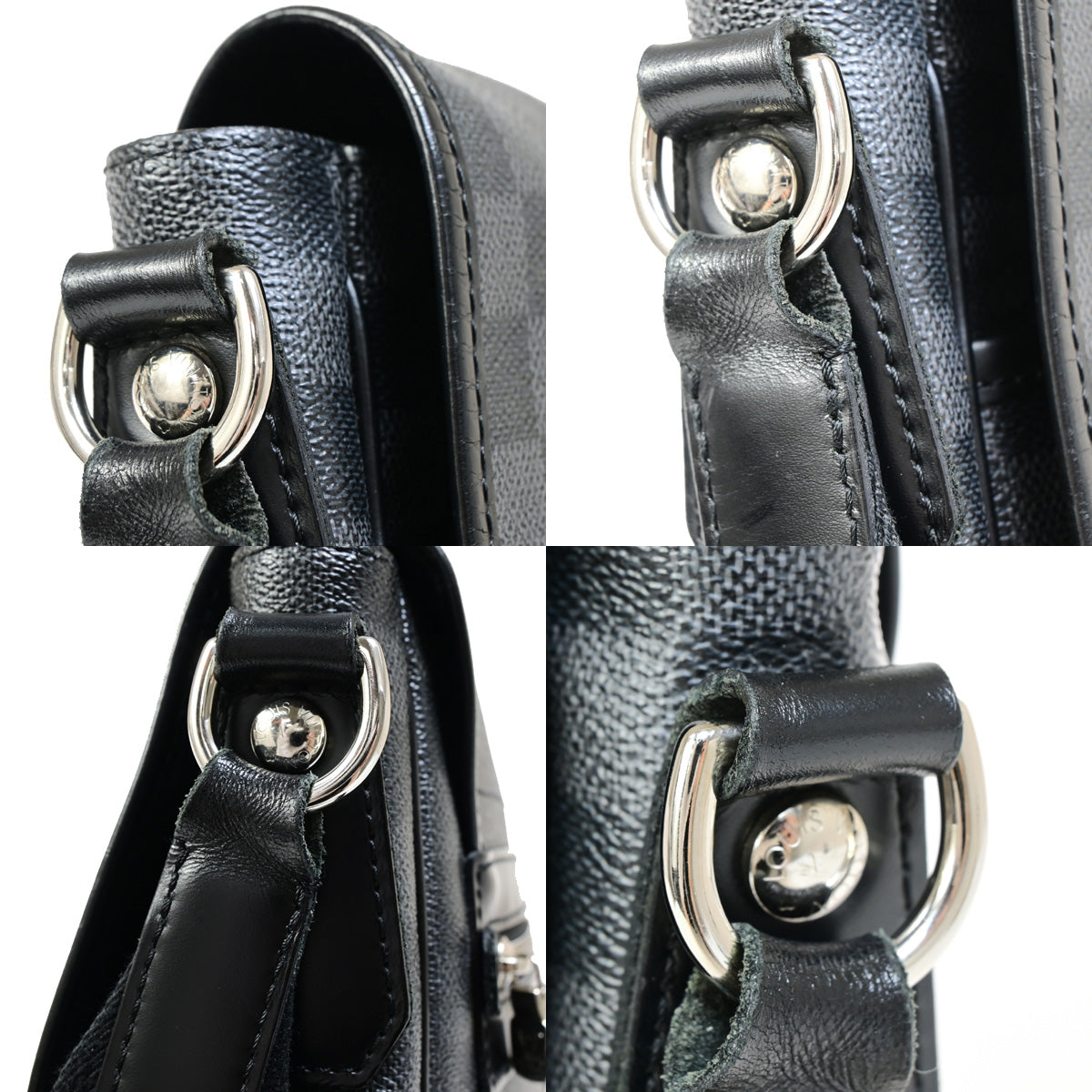 LOUIS VUITTON Daniel MM Shoulder Bag Damier Graphite Leather BK N58029 11SJ007