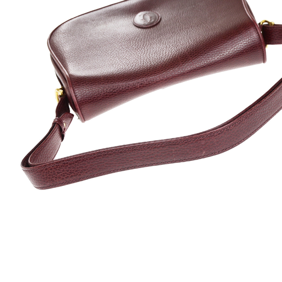 MUST DE CARTIER 2C Logo Shoulder Bag Leather Bordeaux GHW Spain 09YG484