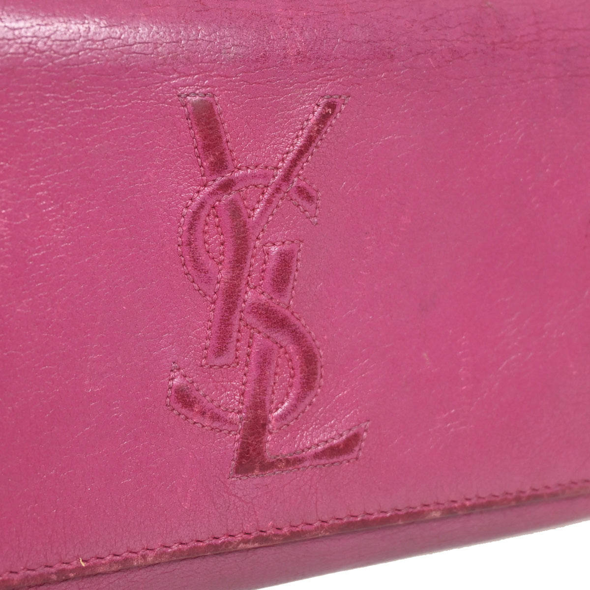 YVES SAINT LAURENT YSL Logo Long Zipper Wallet Purse Leather Pink 07YC775