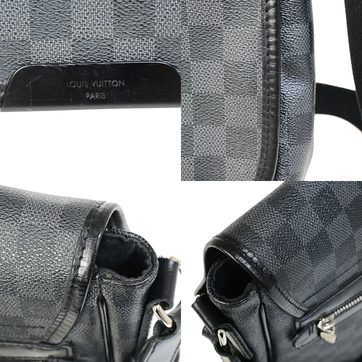 LOUIS VUITTON Daniel MM Shoulder Bag Damier Graphite Leather BK N58029 11SJ007