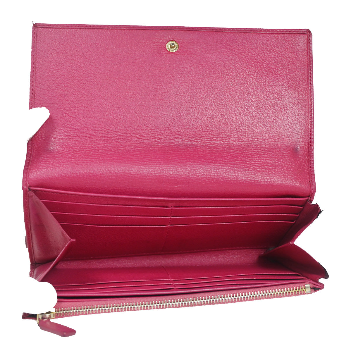 YVES SAINT LAURENT YSL Logo Long Zipper Wallet Purse Leather Pink 07YC775