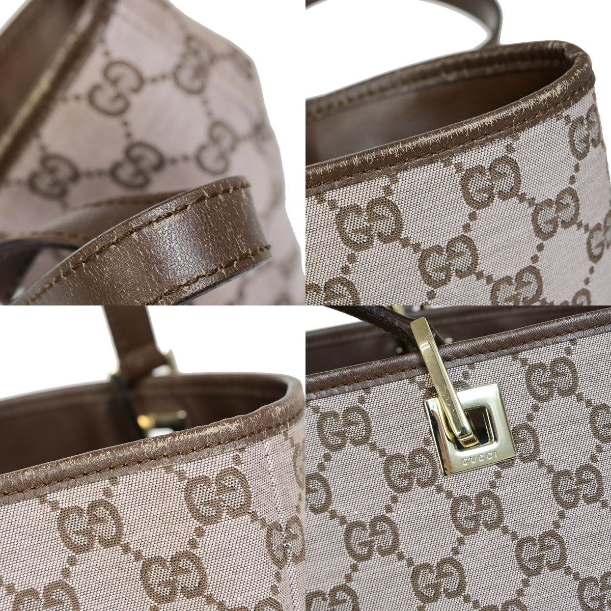 GUCCI Logo Sherry GG Pattern Shoulder Bag Canvas Leather Brown Italy 69SJ008