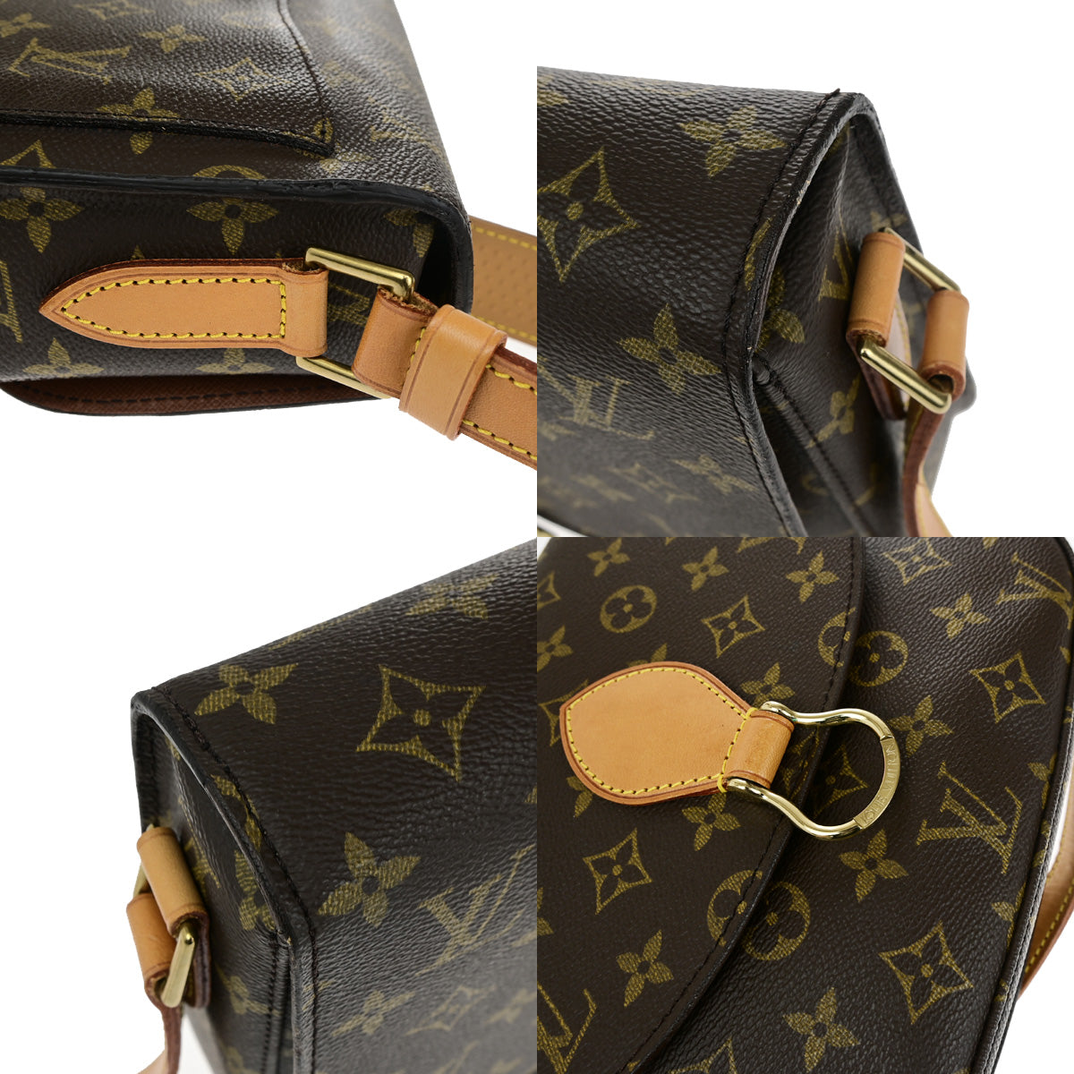 LOUIS VUITTON Saint Cloud GM Shoulder Bag Monogram Leather Brown M51242 12YF385