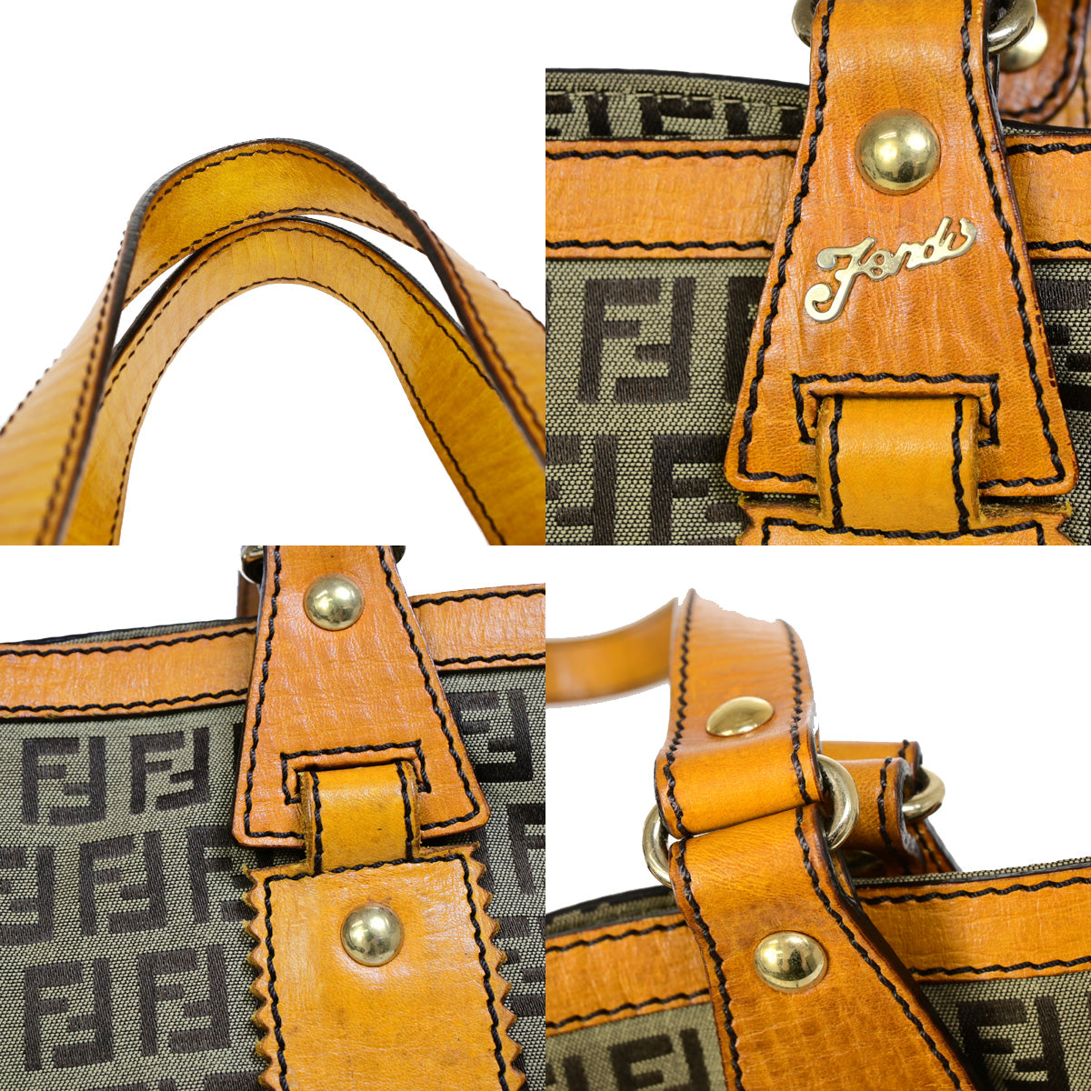 FENDI Logo Zucca Pattern Shoulder Bag Canvas Leather Brown SHW Italy 30SJ011
