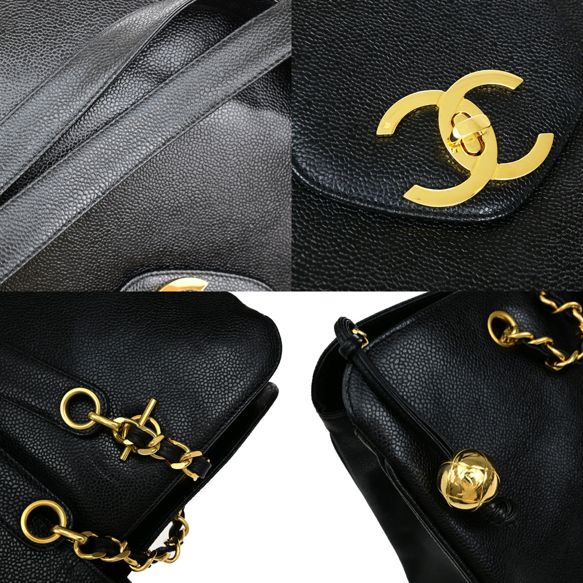 CHANEL CC Supermodel Chain Shoulder Bag Grained Calfskin Leather BK VTG 728RL045