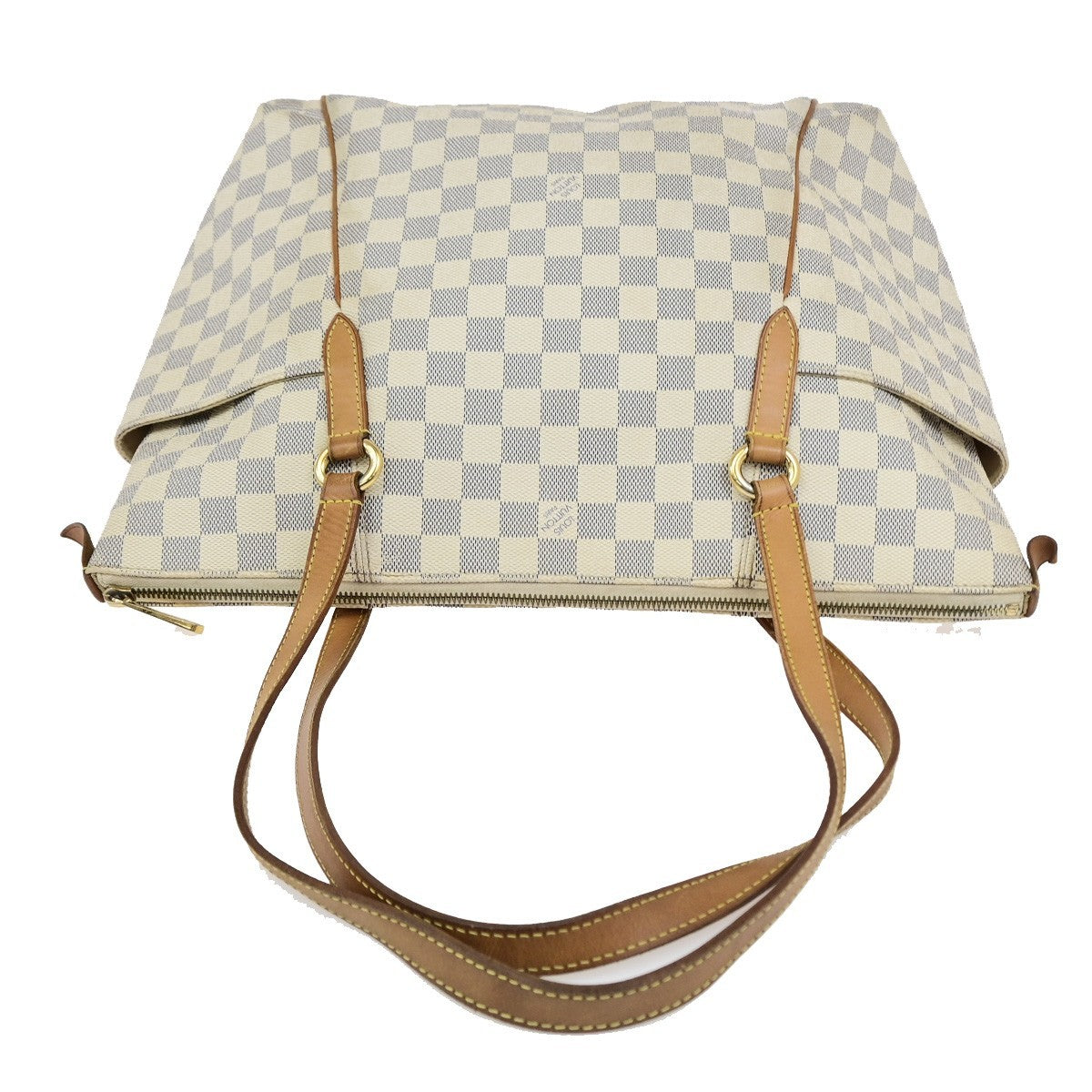LOUIS VUITTON Totally MM Shoulder Bag Damier Azur Leather White N51262 10KD167