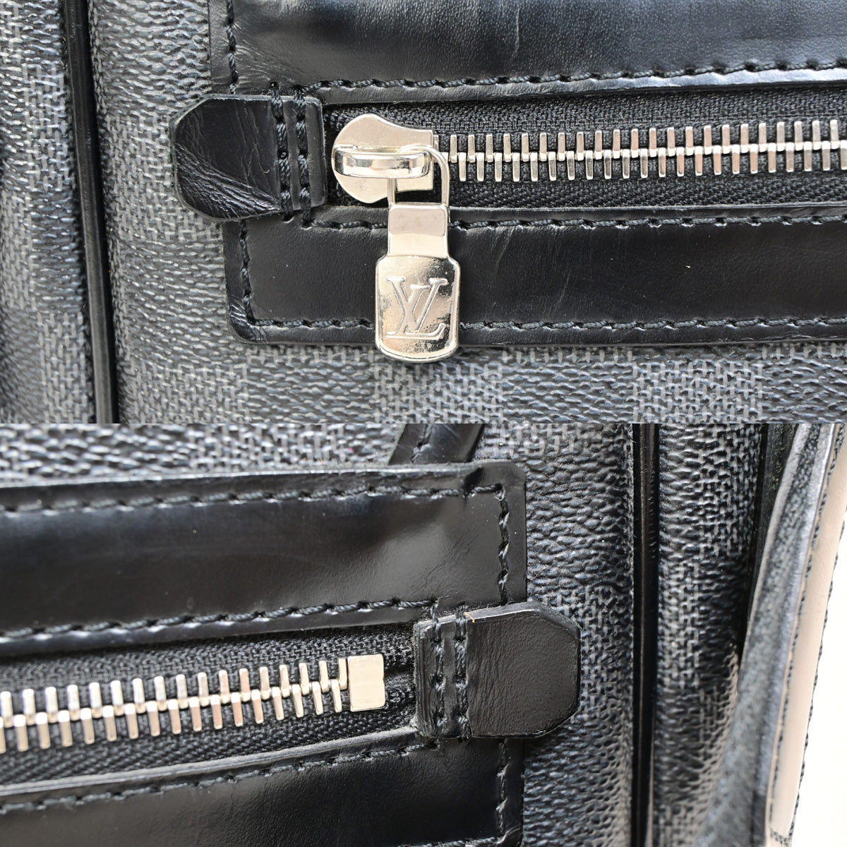 LOUIS VUITTON Daniel MM Shoulder Bag Damier Graphite Leather BK N58029 11SJ007