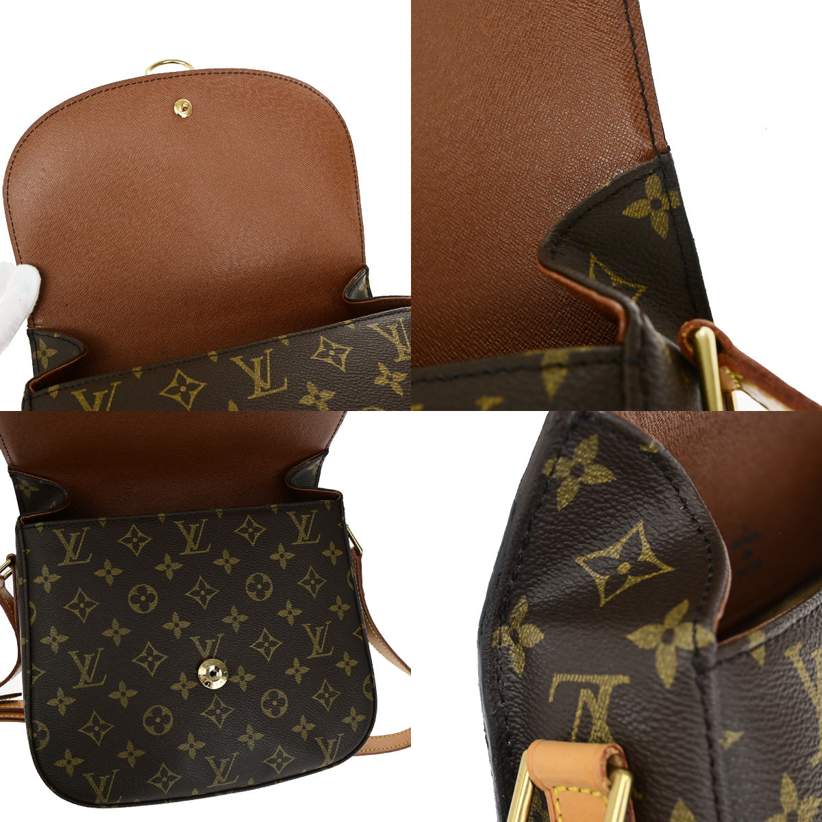 LOUIS VUITTON Saint Cloud GM Shoulder Bag Monogram Leather Brown M51242 12YF385
