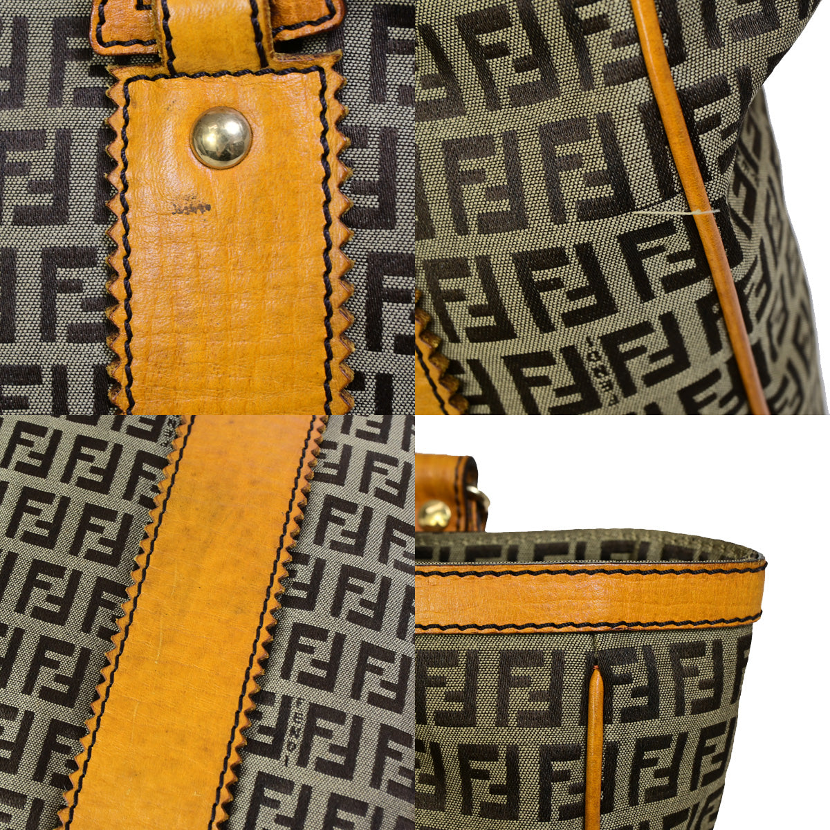 FENDI Logo Zucca Pattern Shoulder Bag Canvas Leather Brown SHW Italy 30SJ011