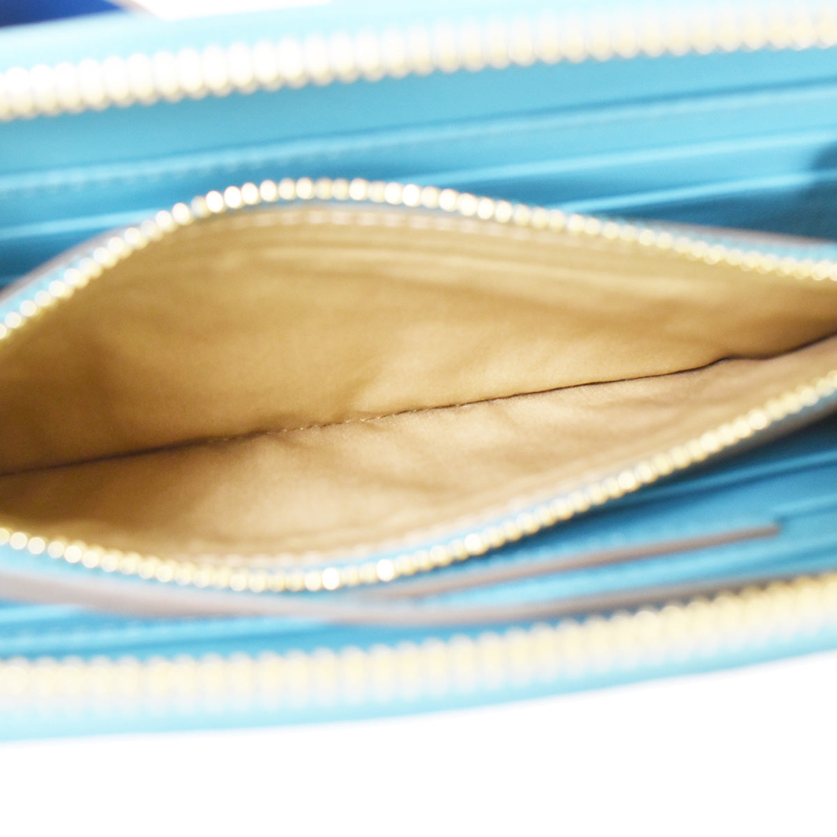 CHLOE Logo Long Leather Bow Wallet Purse Ribbon Blue Gold Bulgaria 68YA303