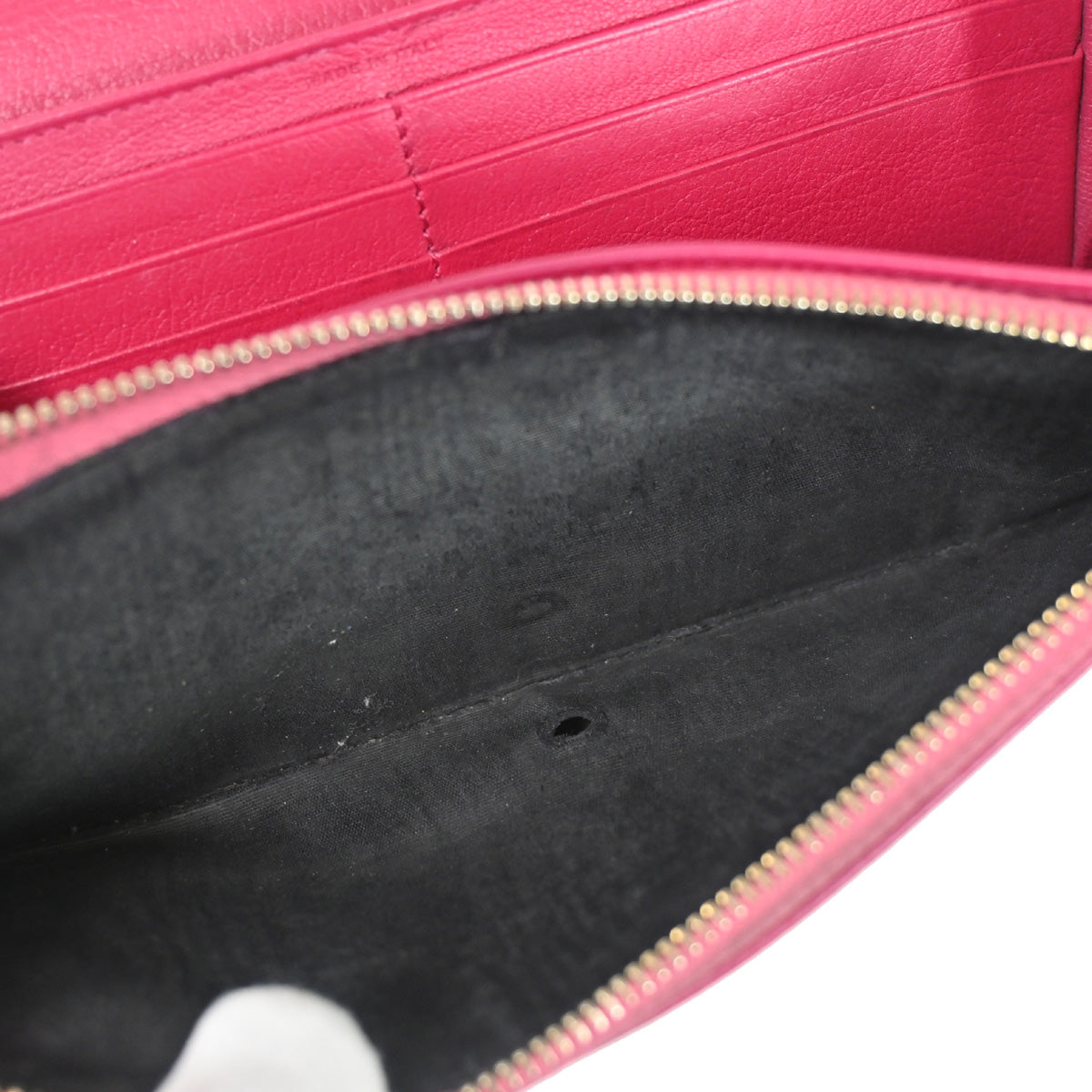 YVES SAINT LAURENT YSL Logo Long Zipper Wallet Purse Leather Pink 07YC775