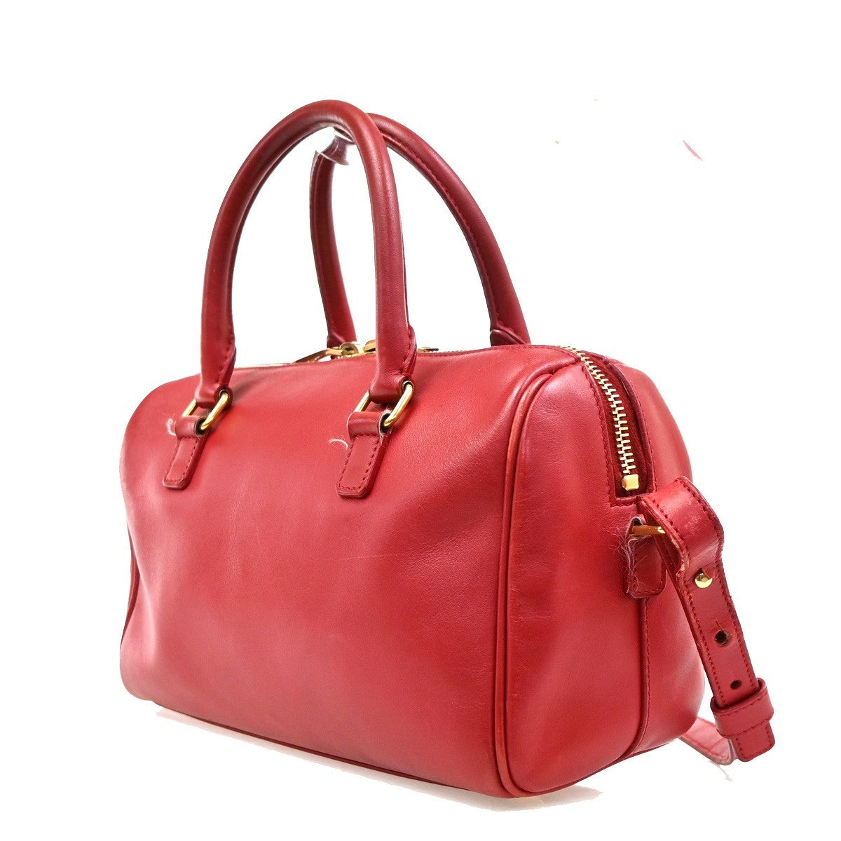 SAINT LAURENT Baby Duffle 2way Shoulder Hand Bag Leather Red GHW Italy 86KD179