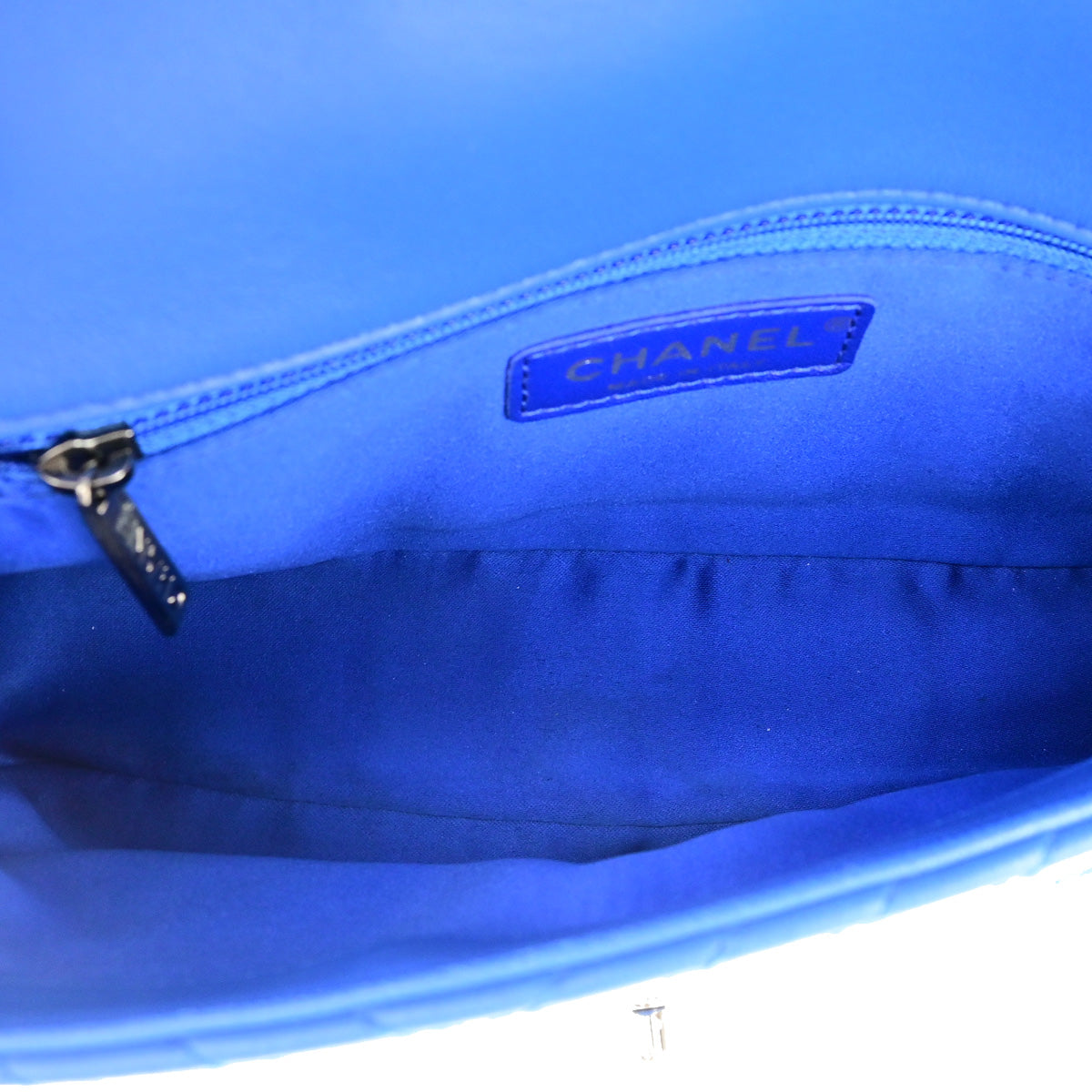 CHANEL CC Chevron Crossing Chain Mini Shoulder Bag Leather Blue SHW 802RK063