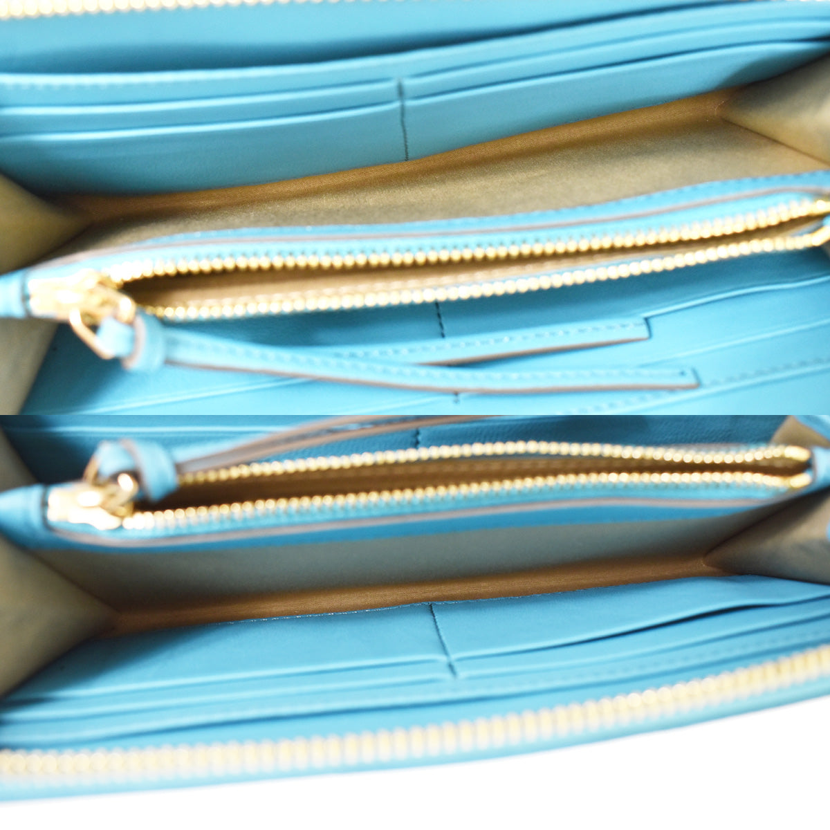 CHLOE Logo Long Leather Bow Wallet Purse Ribbon Blue Gold Bulgaria 68YA303