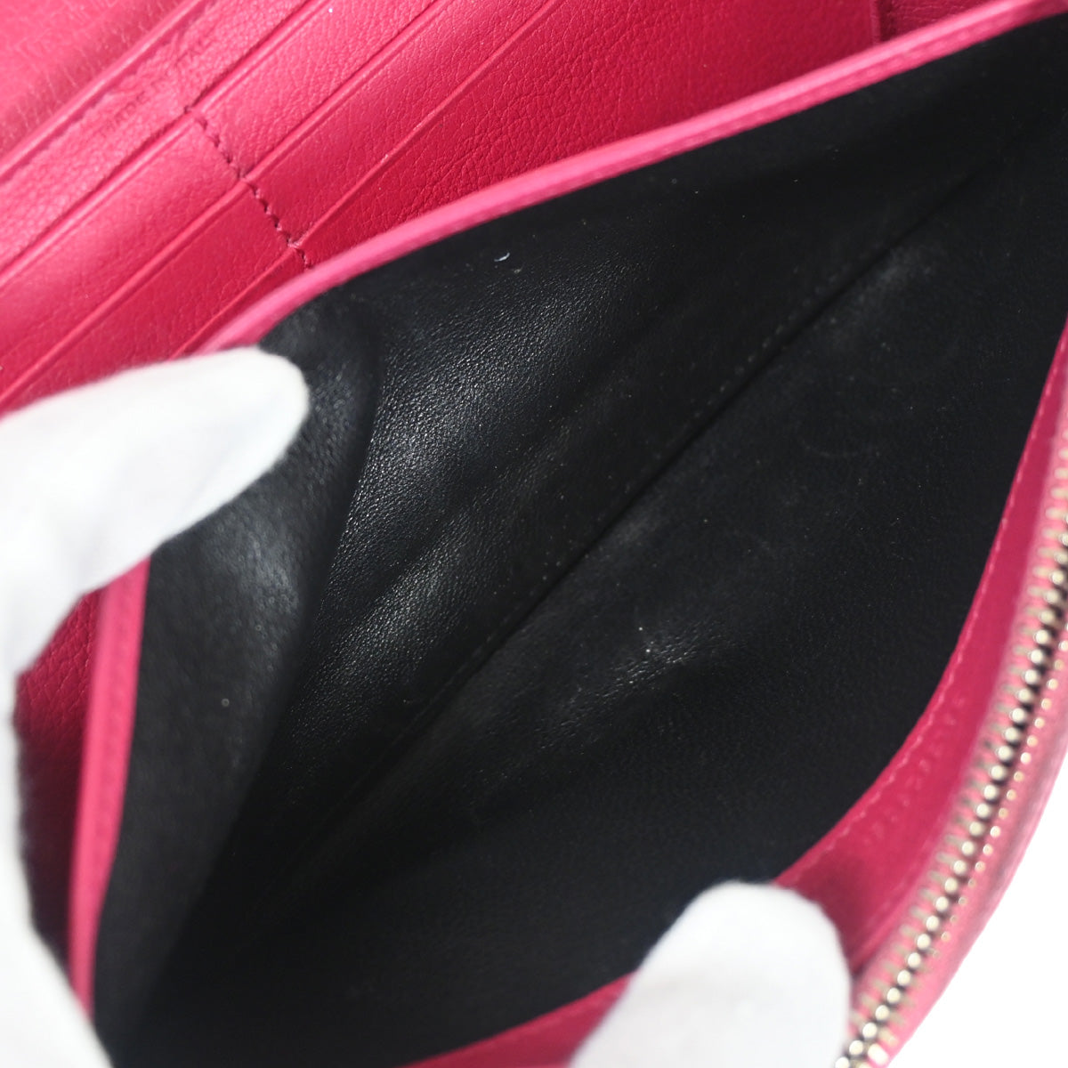 YVES SAINT LAURENT YSL Logo Long Zipper Wallet Purse Leather Pink 07YC775