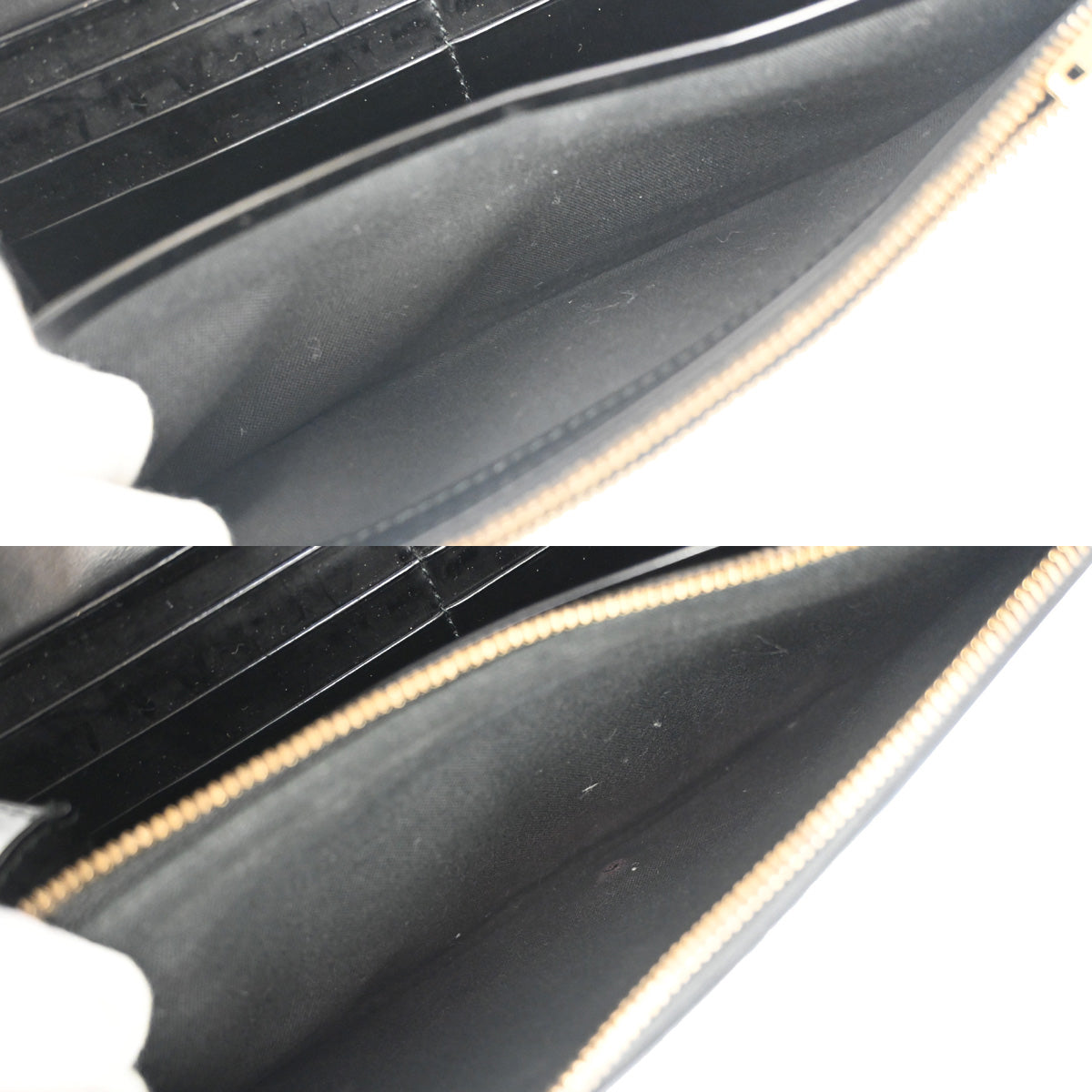 BALENCIAGA Logo Long Bifold Wallet Stripe Leather Black Gold Italy 01YB843