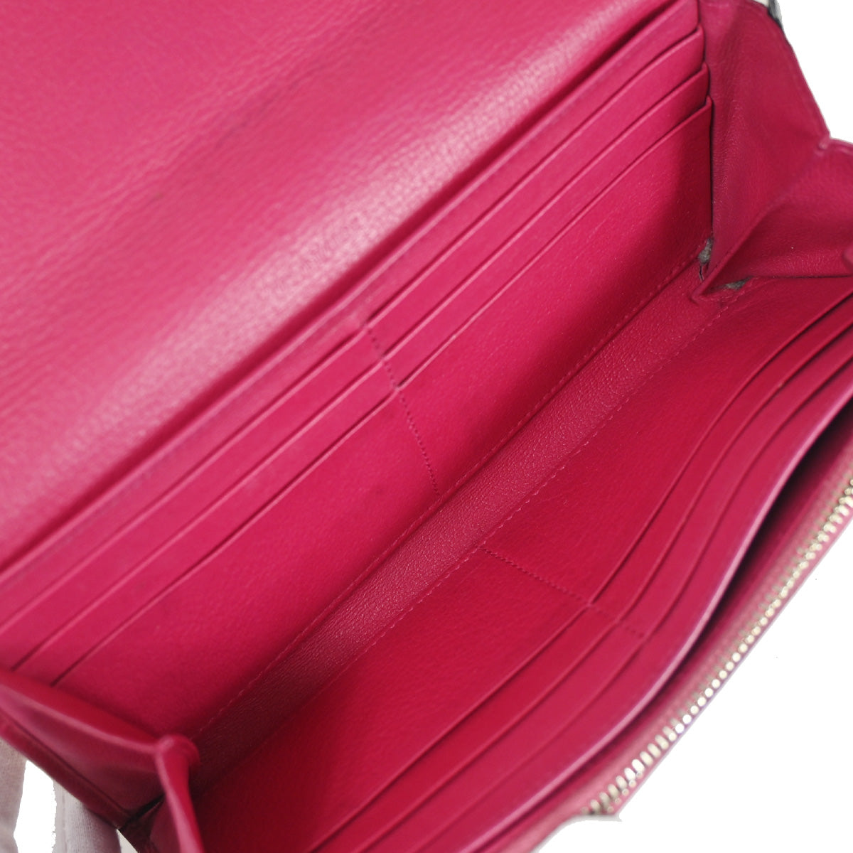 YVES SAINT LAURENT YSL Logo Long Zipper Wallet Purse Leather Pink 07YC775