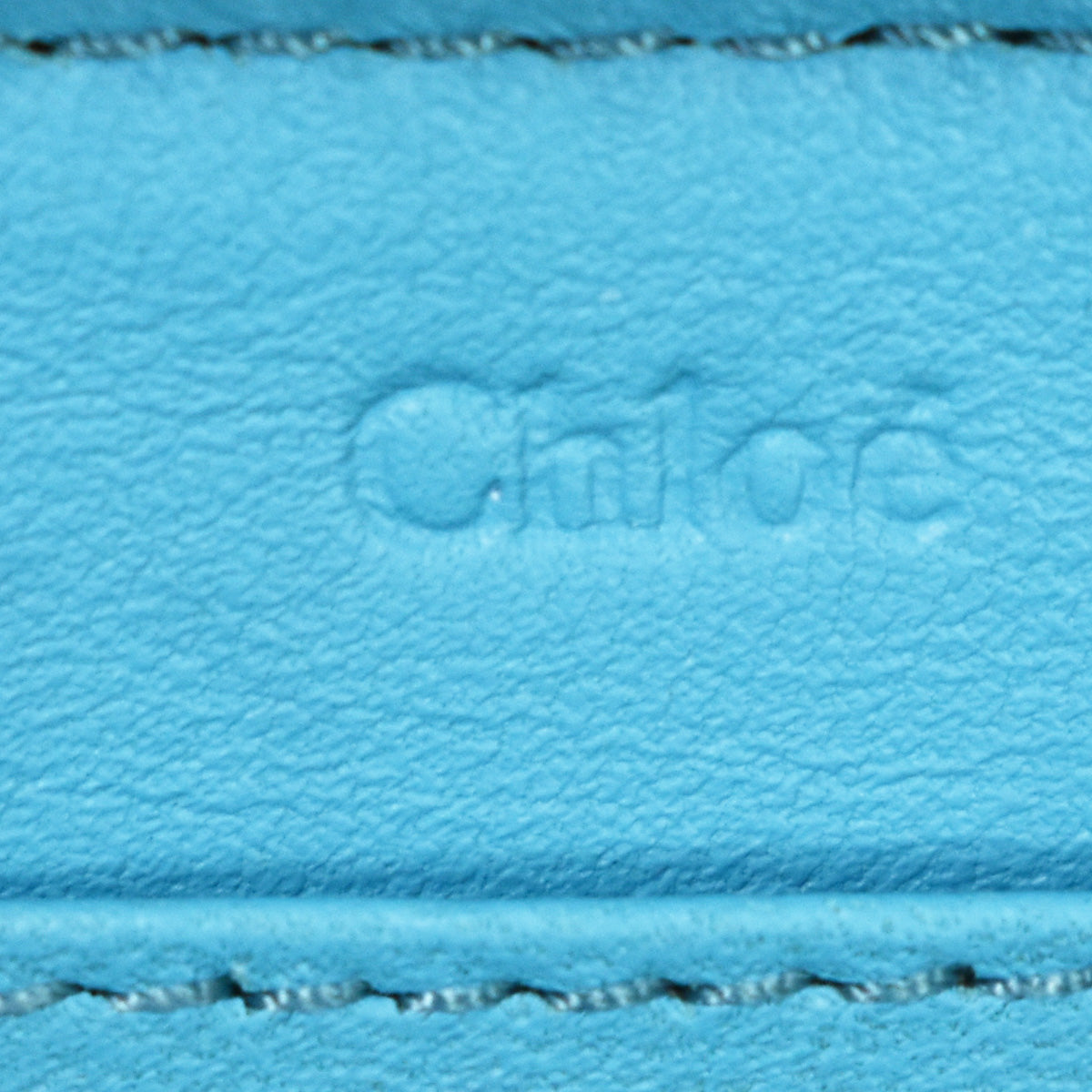 CHLOE Logo Long Leather Bow Wallet Purse Ribbon Blue Gold Bulgaria 68YA303