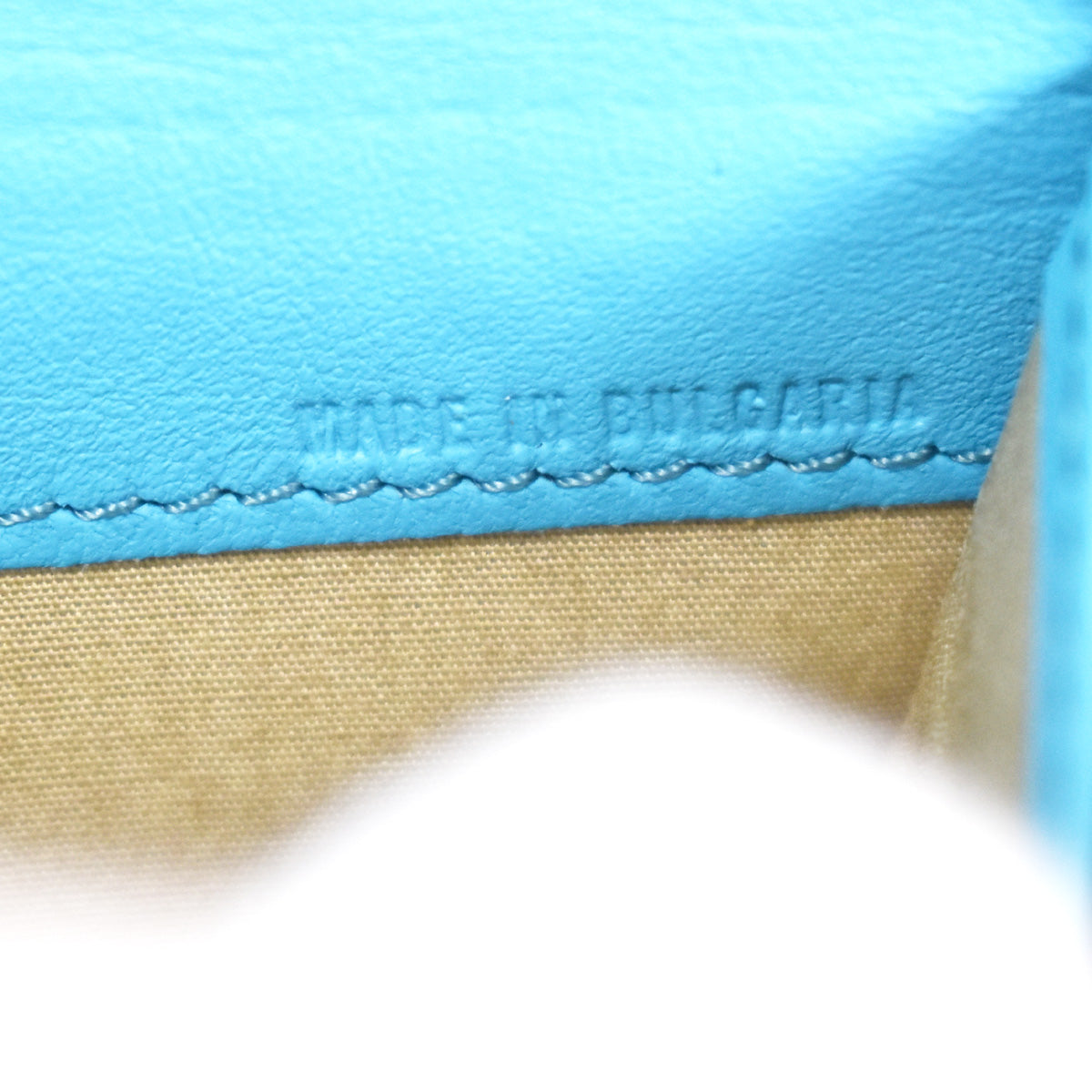 CHLOE Logo Long Leather Bow Wallet Purse Ribbon Blue Gold Bulgaria 68YA303