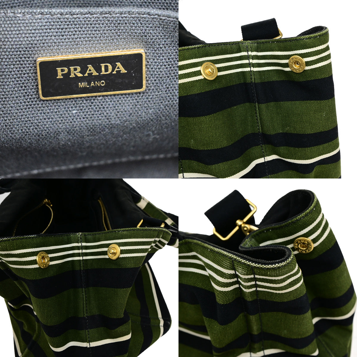 PRADA Logo Canapa Stampata 2Way Shoulder Hand Bag Canvas Leather GN GHW 81YH012