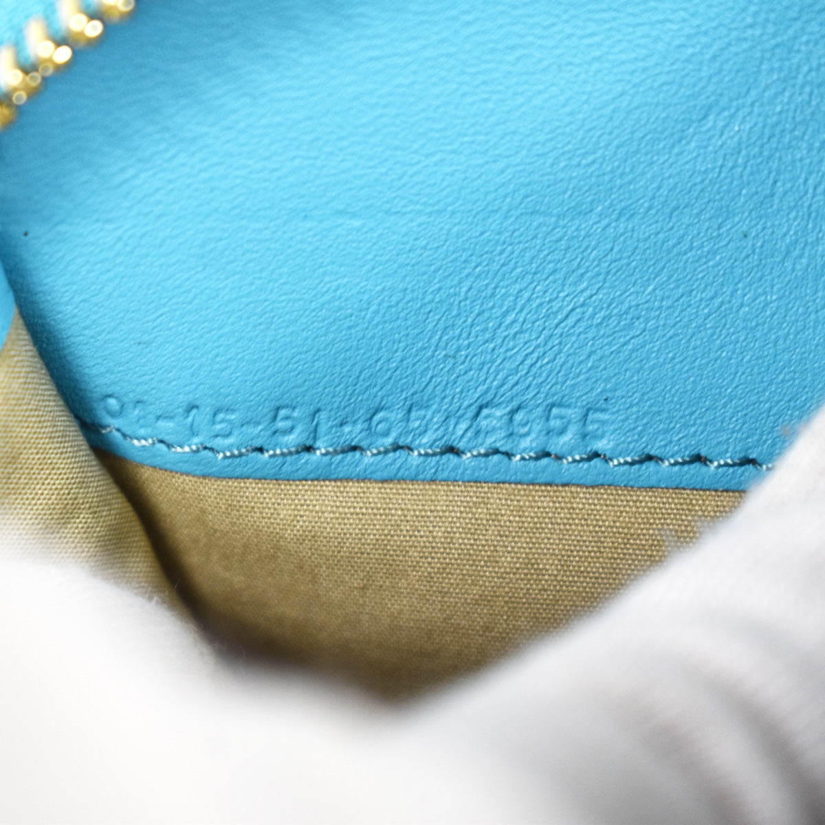 CHLOE Logo Long Leather Bow Wallet Purse Ribbon Blue Gold Bulgaria 68YA303