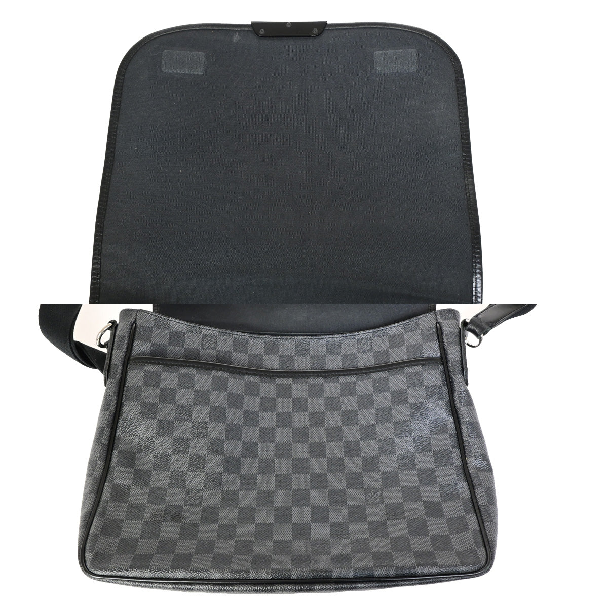 LOUIS VUITTON Daniel MM Shoulder Bag Damier Graphite Leather BK N58029 11SJ007