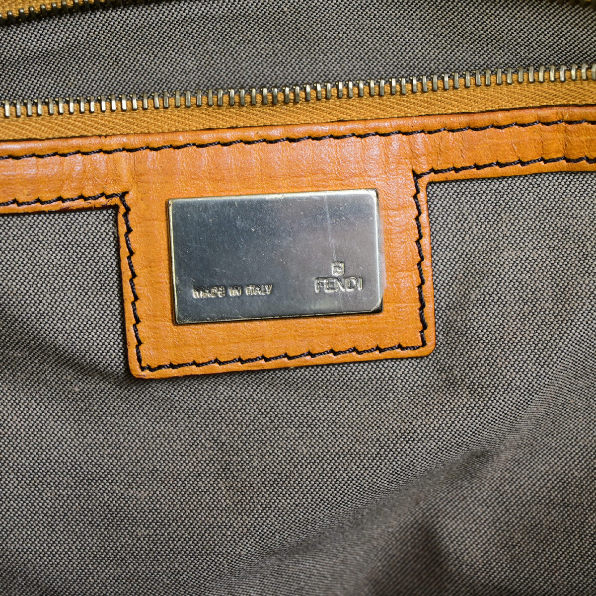 FENDI Logo Zucca Pattern Shoulder Bag Canvas Leather Brown SHW Italy 30SJ011