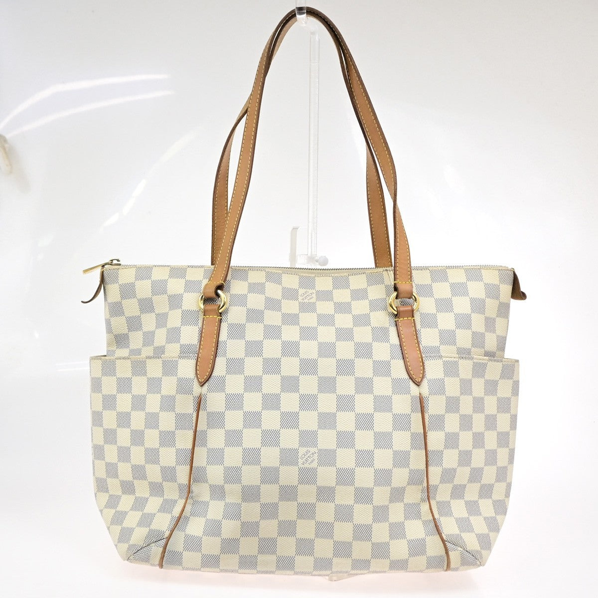 LOUIS VUITTON Totally MM Shoulder Bag Damier Azur Leather White N51262 10KD167