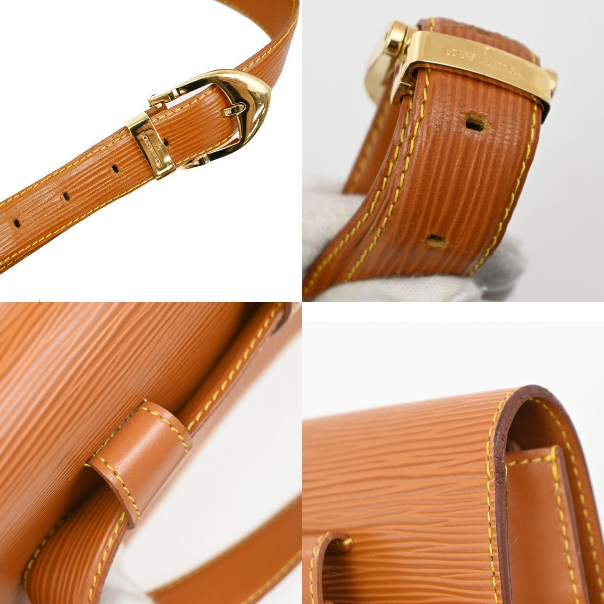 LOUIS VUITTON Logo Tilsitt Bum Bag Epi Leather Brown France M52608 33KD180