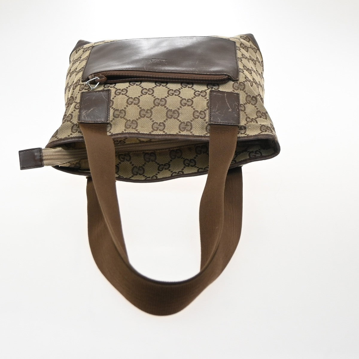 GUCCI Logo GG Pattern ShoulderTote Bag Canvas Leather Beige Italy 02KD124