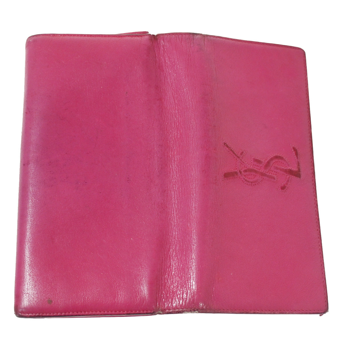 YVES SAINT LAURENT YSL Logo Long Zipper Wallet Purse Leather Pink 07YC775