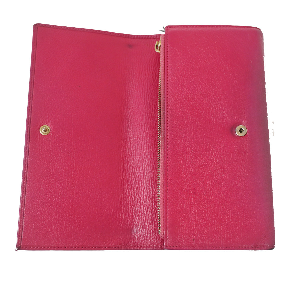 YVES SAINT LAURENT YSL Logo Long Zipper Wallet Purse Leather Pink 07YC775