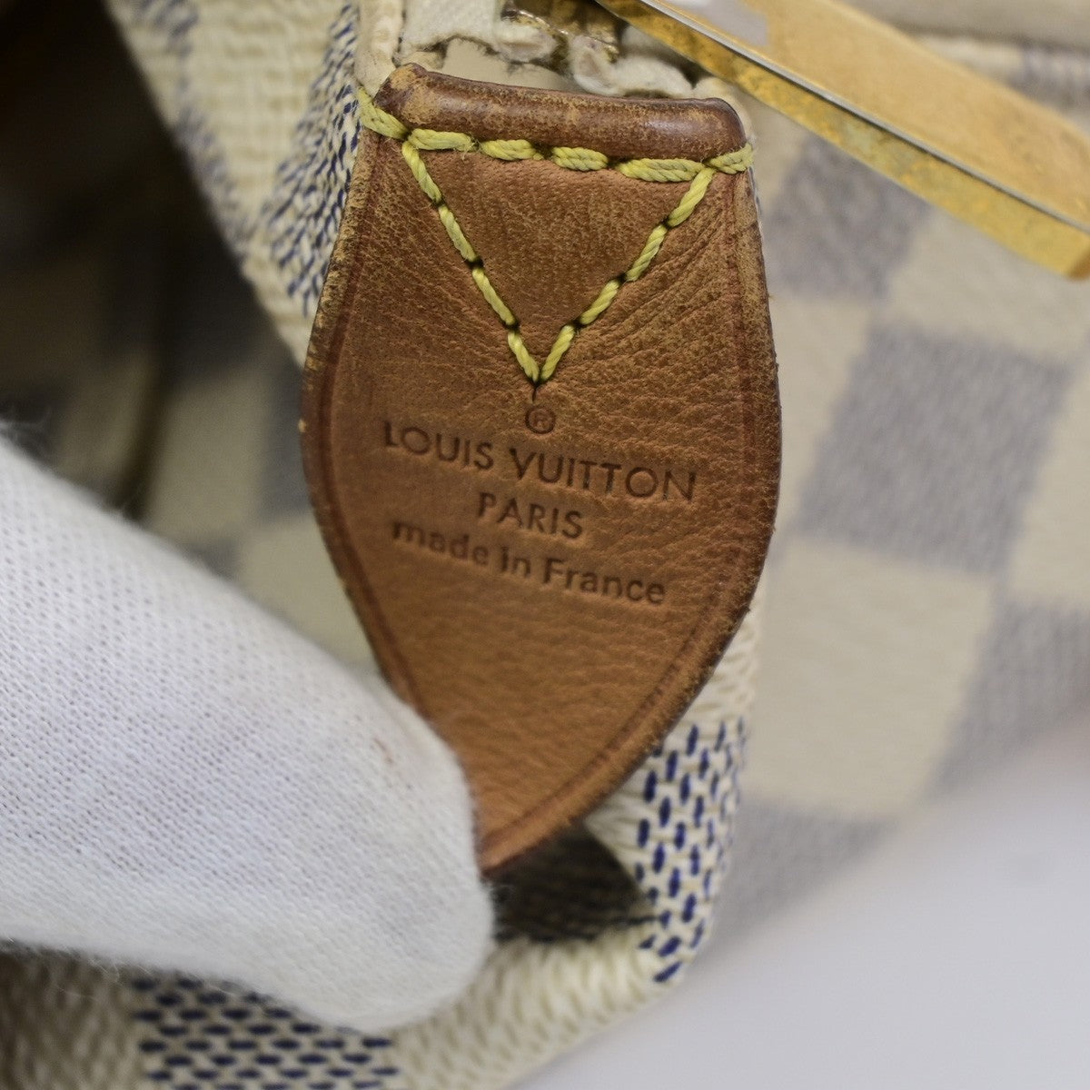 LOUIS VUITTON Totally MM Shoulder Bag Damier Azur Leather White N51262 10KD167